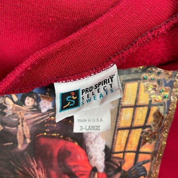 Vintage Sweatshirt Mens Extra Large Red A Merry Christmas 90s Crewneck Santa - Picture 3 of 8